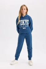 DEFACTO Girl Printed Crew Neck Thick Sweatshirt Elastic Waist Jogger Tracksuit Bottoms 2-Piece Set