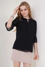 Bigdart 0415 Black Chiffon Blouse