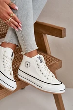 Insulated women's sneakers on the eco leather Big Star white