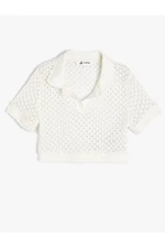 Koton Polo Neck Crochet T-Shirt Ultra Crop Short Sleeve Slim Fit