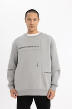 DEFACTO Oversize Wide Pattern Crew Neck Back Printed Sweatshirt