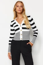 Trendyol Black Crop csíkos prémium kötöttáru Cardigan