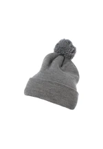 Pom Pom Knit hat with heather gray cuff