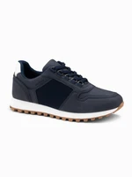 Ombre Patchwork shoes men's sneakers with combined materials - navy blue