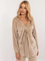 Beige velour blouse large size