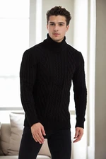 87325 Dewberry Mens Knitted Patterned Sweater-BLACK