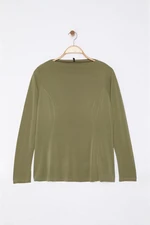 Trendyol Curve Green Stand Collar Ribbed Regular/Normal Pattern Knitted Blouse