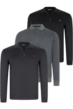 TRIPLE SET V4007 DEWBERRY MEN'S SWEATSHIRT-BLACK-NAVY-ANTHRACITE