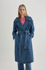 DEFACTO Belted Long Jean Jacket