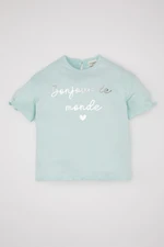 DEFACTO Baby Girl Crew Neck Printed Short Sleeve T-Shirt