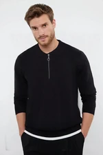 Trendyol Black Slim Fit Crew Neck Textured Knitwear Sweater