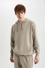 DEFACTO Regular Fit Hooded Washed Faded Effect Kangaroo Pocket Sweatshirt