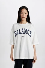 DEFACTO Oversize Fit Crew Neck Printed Short Sleeve T-Shirt