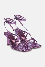 Trendyol Metallic Pink Women's Ankle Strap Heeled Sandals