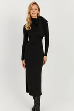 Cool & Sexy Women's Black Bow Midi Dress