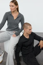 Trendyol Smoked Slim Slim Fit Couple/Double Polo Collar Plain Knitwear Sweater