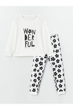 LC Waikiki Lcw Crew Neck Printed Long Sleeve Girls Pajama Set