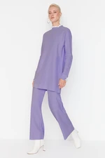 Trendyol Lilac Pearl and Tulle Detailed Sweater-Pants Knitwear Set