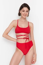 Trendyol Red Wysoki Stan Dół Bikini Szyty