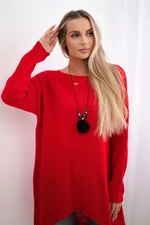 Sweater with necklace red