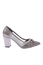 DGN 255 Women's Silver Studded Transparent Heeled Shoes