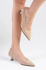 Mio Gusto Carmen Nude Patent Leather Low Heel Shoes