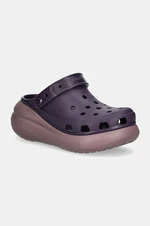 Pantofle Crocs Classic Crush Clog dámské, fialová barva, na platformě, 207521