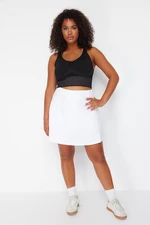 Trendyol Curve White 2 Layer Knitted Sports Shorts Skirt