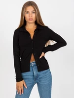 Black casual blouse with buttons RUE PARIS