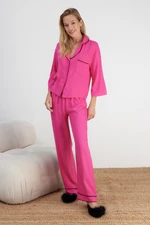 Trendyol Fuchsia Piping Viscose Woven Pajama Set