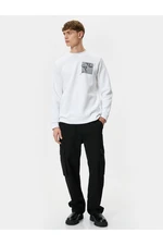 Koton Crew Neck Sweatshirt Abstract Printed Long Sleeve Ribbed