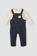 DEFACTO Baby Boy 2-Piece Set Crew Neck Slogan Printed T-Shirt Overalls