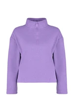 Trendyol Curve Purple Stand Collar Zippered Thessaloniki Thin Knitted Sweatshirt