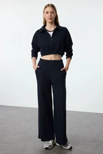 Trendyol Navy Blue Wide Leg/Relaxed Fit Ribbed Knitted Sweatpants