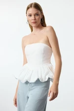 Trendyol Ecru Strapless Balloon Woven Blouse