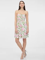 Creamy women's floral dress with linen blend ORSAY