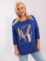 Plus size cobalt blue blouse with cuffs