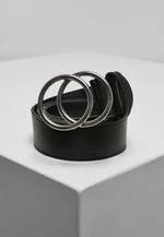 Belt with ring buckle black/silver