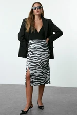 Trendyol Black Animal Printed Stretch Pencil Skirt