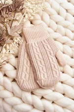 Warm women's one-finger gloves, beige