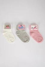 DEFACTO Baby Girl Non-Slip Sole 3-Pack Cotton Long Socks