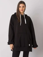 RUE PARIS Black hoodie with kangaroo