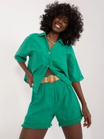 Green Loose Women's Shorts With Belt