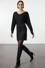 Trendyol Black Padded Bodycone/Fits the Body Mini Knit Dress