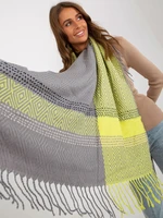 Grey and yellow women's knitted scarf