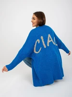 Dark blue women's cardigan with OCH BELLA inscription on the back