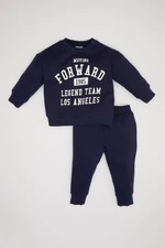 DEFACTO Baby Boy 2-Piece Set Slogan Printed Crew Neck Sweatshirt Top Jogger Sweatpants