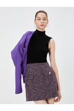 Koton Tweed Mini Skirt Covered Pocket Detailed Slim Fit