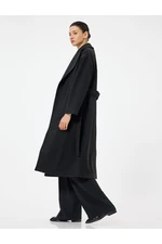 Koton Belt Detailed Double Breasted Long Cashmere Coat