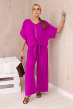 Women's blouse + trousers set - purple